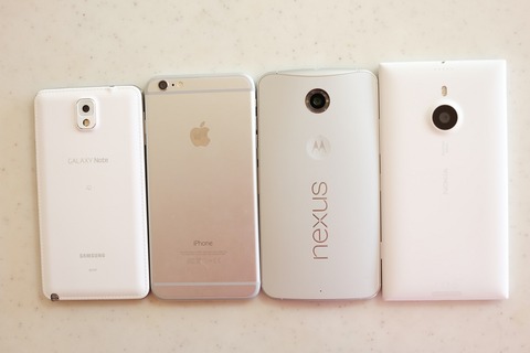 GALAXY Note 3 SC-01FおよびiPhone 6 Plus、Nexus 6、Lumia 1520
