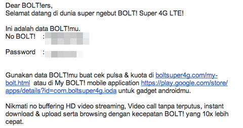 Bolt Aktivasi User